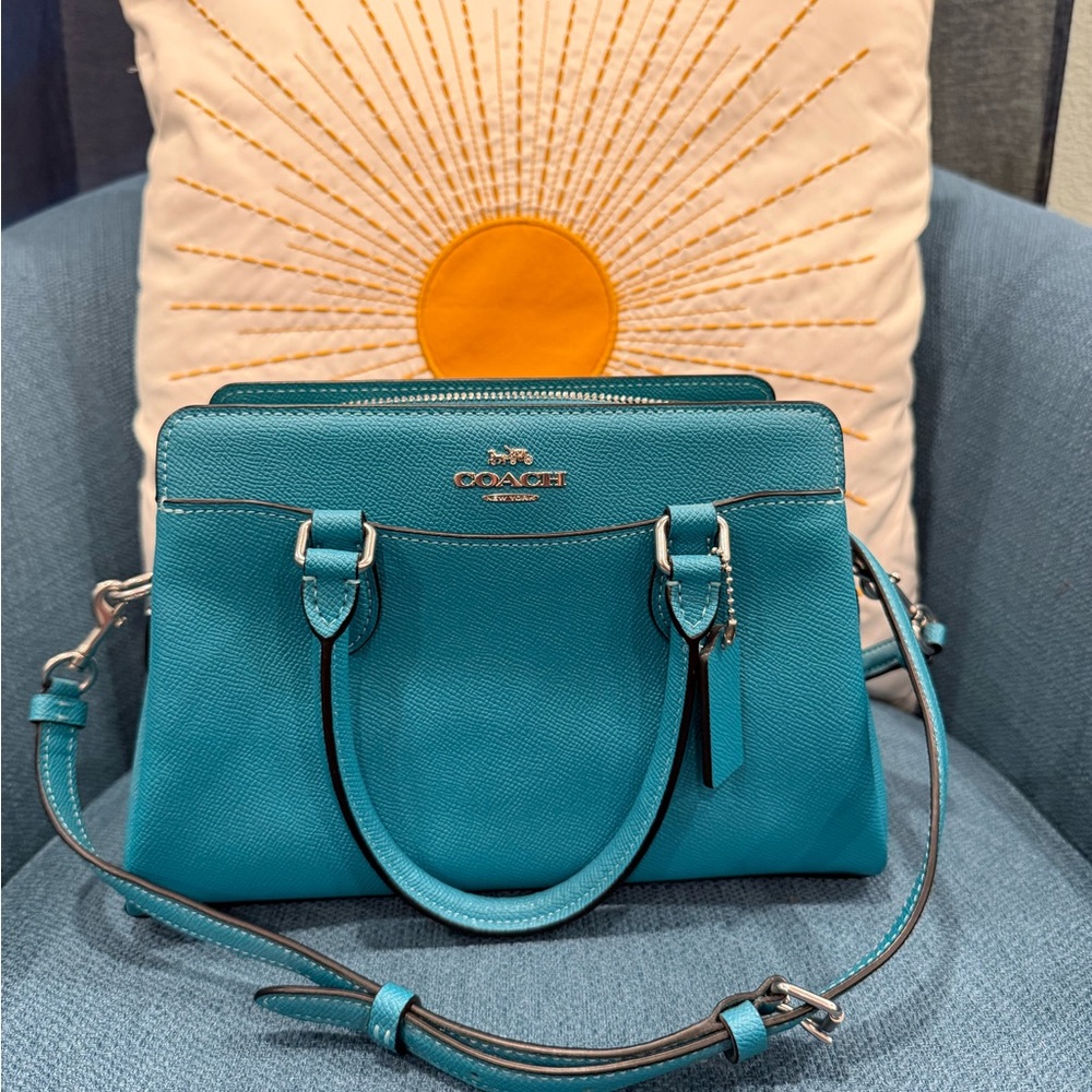 EUC Coach Mini Darcie Carryall Teal